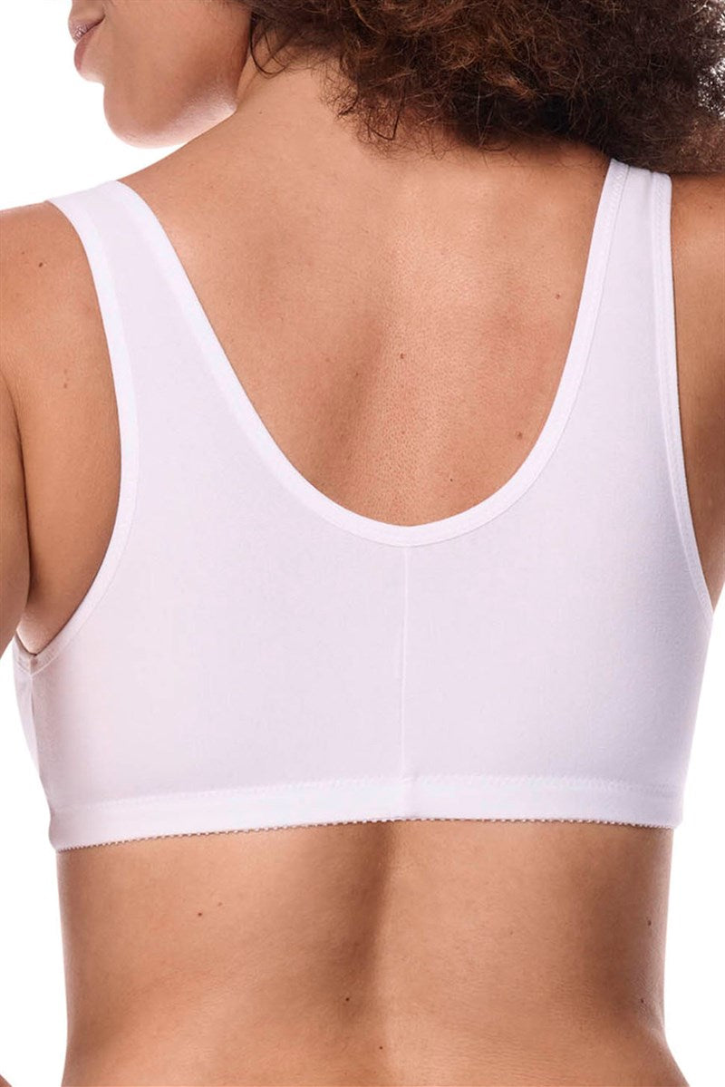 Frances Wire-Free Bra with Front Closure - white