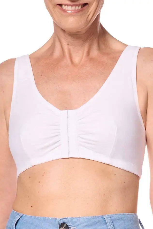 Fleur Wire-Free Front Closure Bra - white