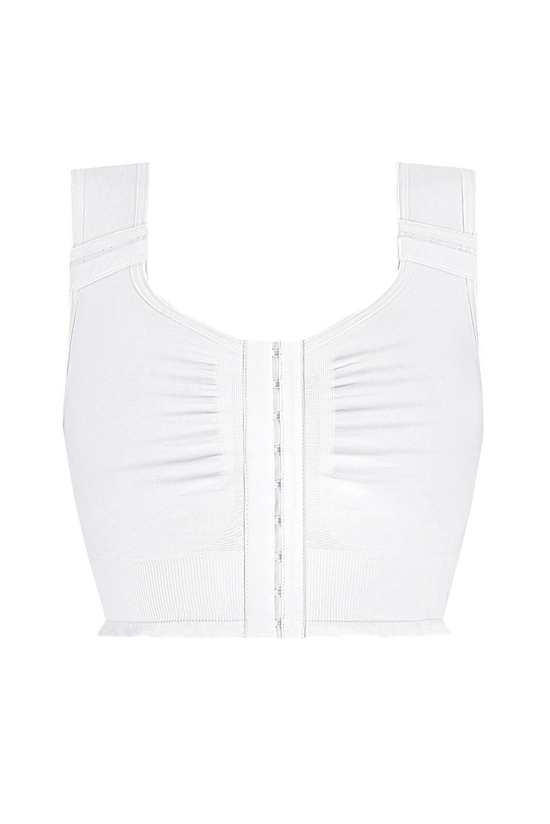 LymphFlowLong Wire-Free Bra with Front Closure - white