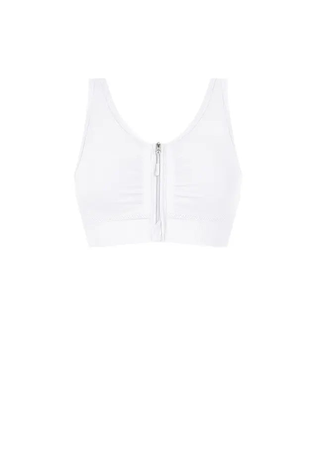 Emilia Wire-Free Bra with Front Closure - white