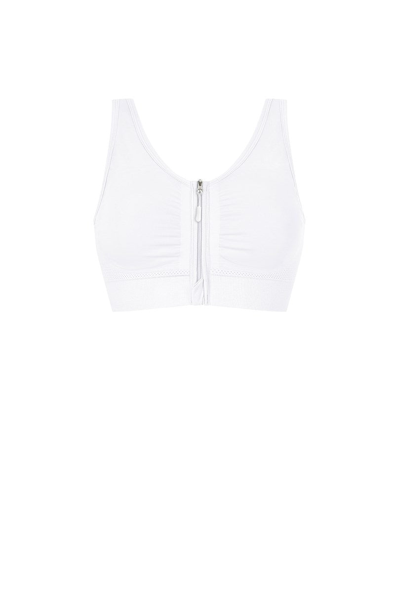 Emilia Wire-Free Bra with Front Closure - white