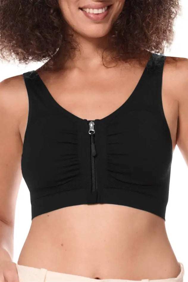 Emilia Wire-Free Bra with Front Closure - black