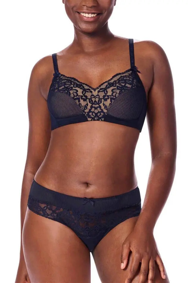 Kyra Wire-Free Bra - dark blue/sand
