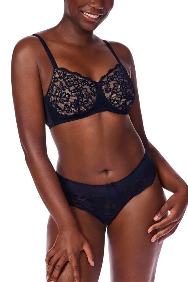 Kyra Padded Wire-Free Bra - dark blue/sand