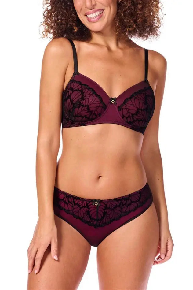 Leonie Padded Wire-Free Bra - black/pink