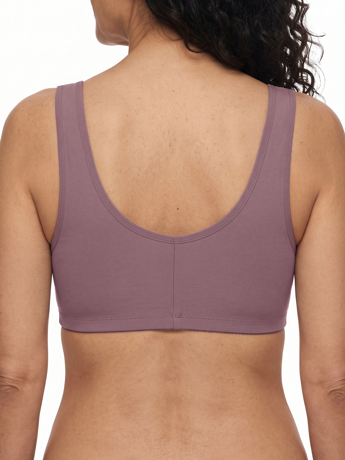 Frances Wire-Free Bra with Front Closure - dark mauve