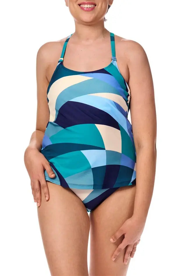 Lisbon Tankini Top - jade/multi
