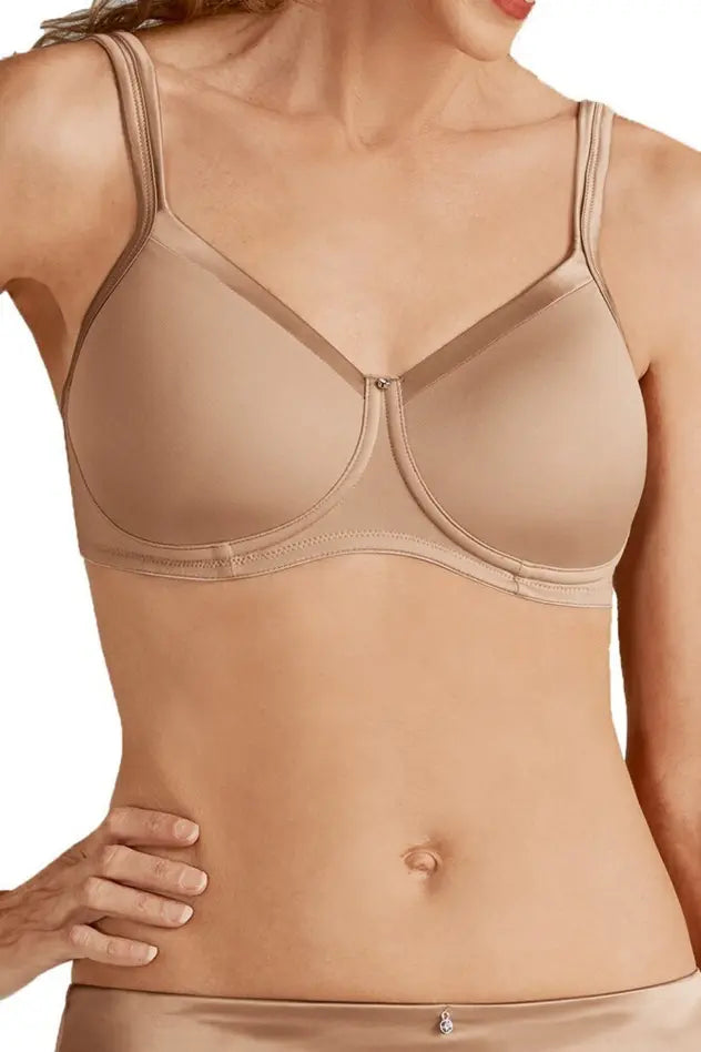 Lara Satin Padded Wire-Free Bra - sand