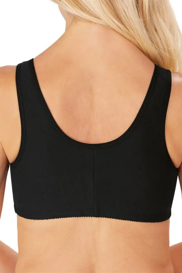Frances Wire-Free Bra with Front Closure  - black
