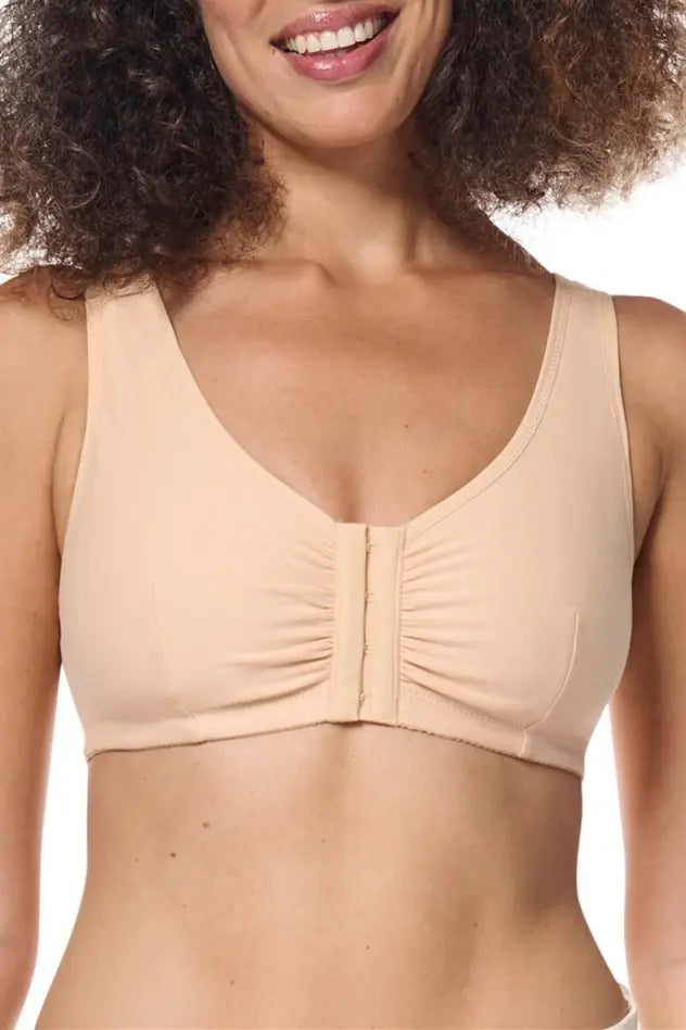 Frances Wire-Free Bra with Front Closure  - sand