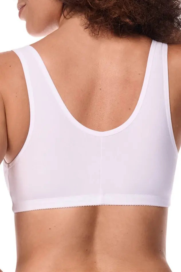 Frances Wire-Free Bra with Front Closure  - white
