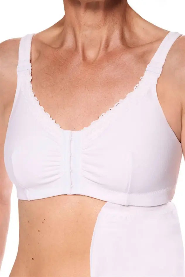 Hannah Wire-Free Front Closure Bra - white