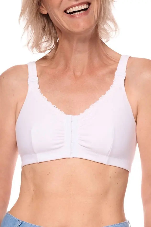 Hannah Wire-Free Front Closure Bra - white