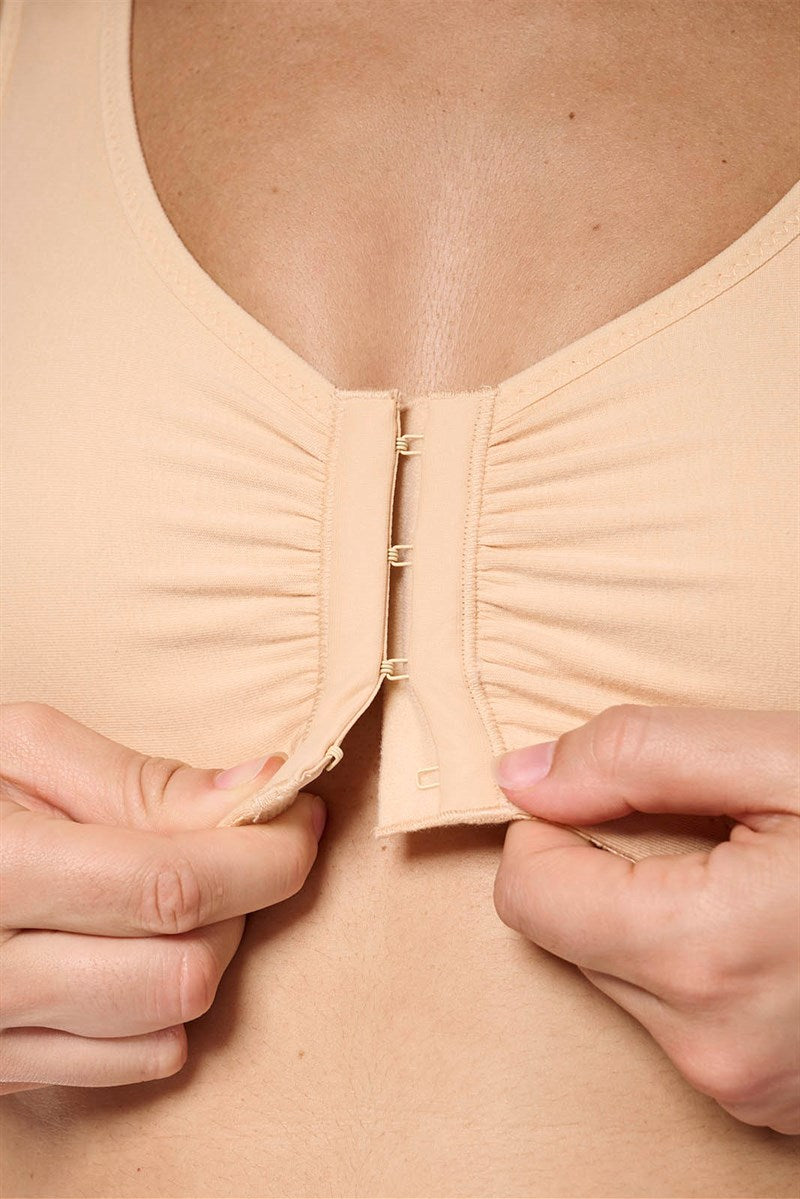 Fleur Wire-Free Bra with Front Closure  - sand