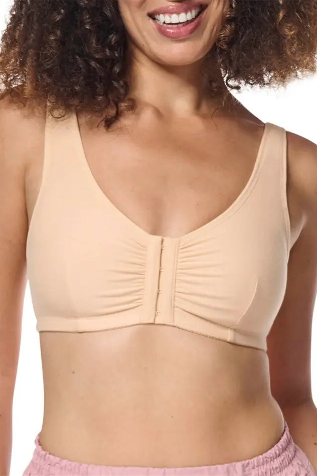 Fleur Wire-Free Bra with Front Closure  - sand
