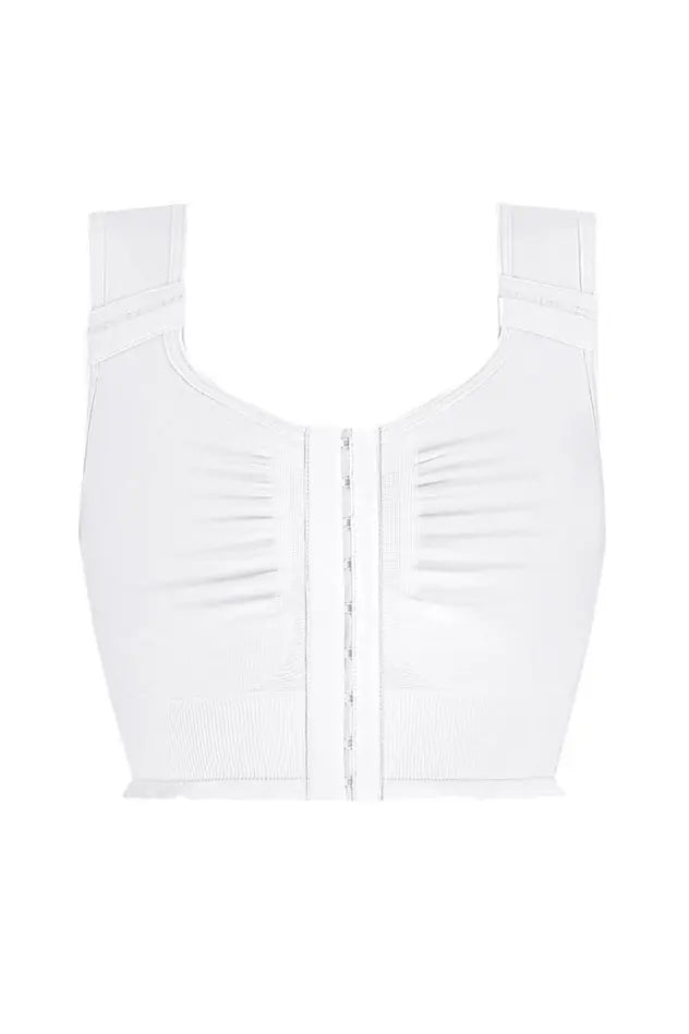 LymphFlowLong Wire-Free Front Closure Bra - white