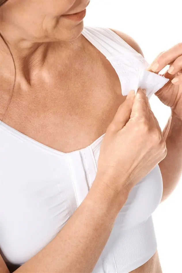 LymphFlowLong Wire-Free Front Closure Bra - white