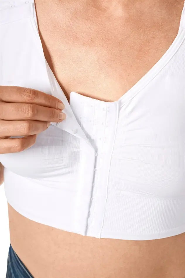 LymphFlowLong Wire-Free Front Closure Bra - white
