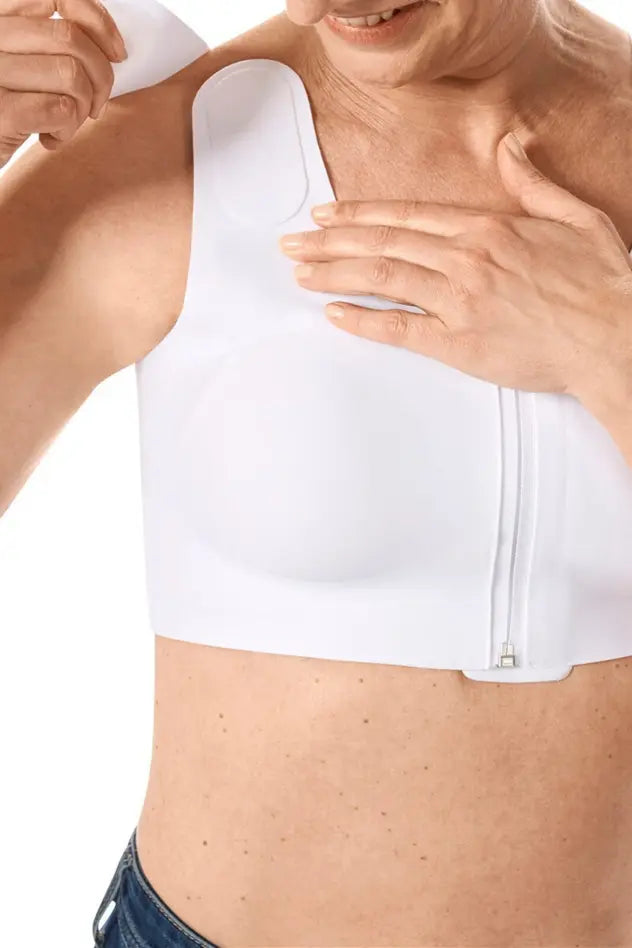 LymphFlow Wire-Free Front Closure Bra - white