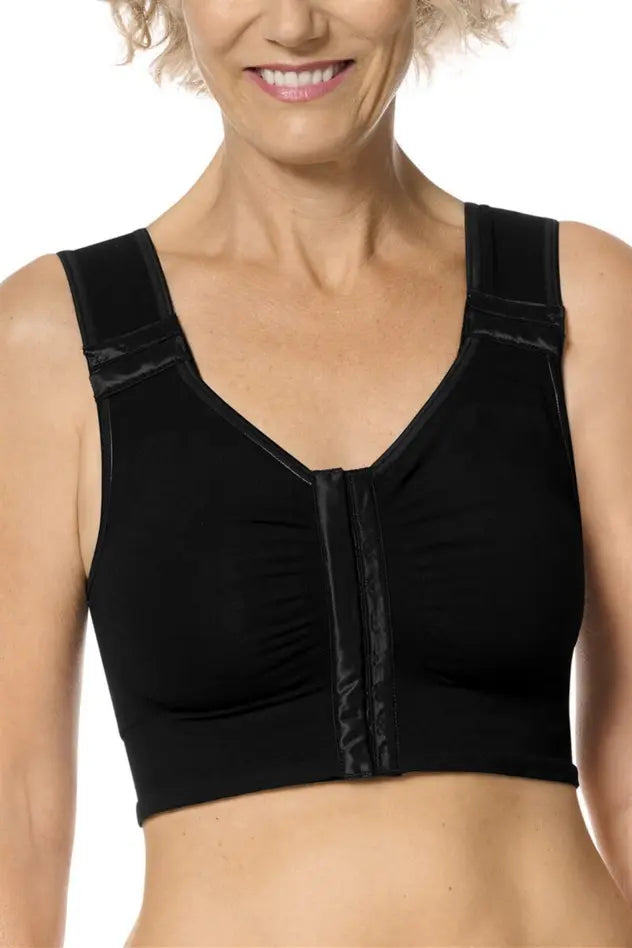 LymphFlowLong Wire-Free Front Closure Bra - black