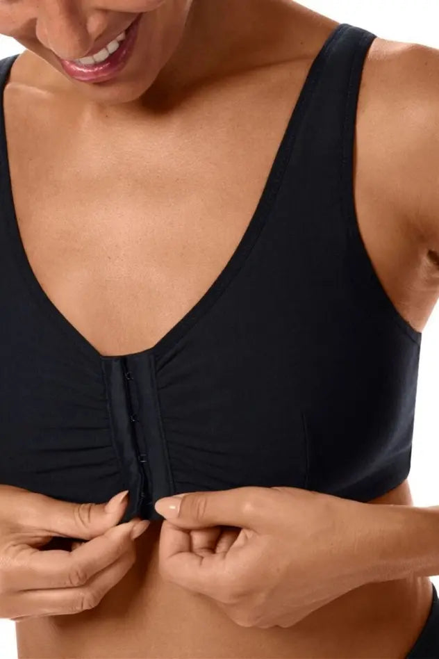 Fleur Wire-Free Front Closure Bra - black