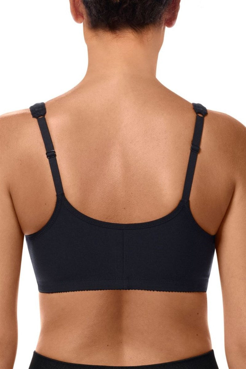 Fleur Wire-Free Bra with Front Closure  - black