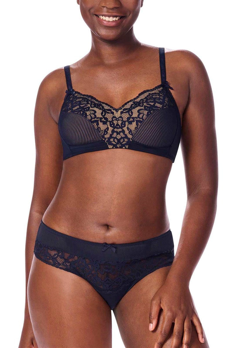 Kyra Wire-Free Bra - dark blue/sand