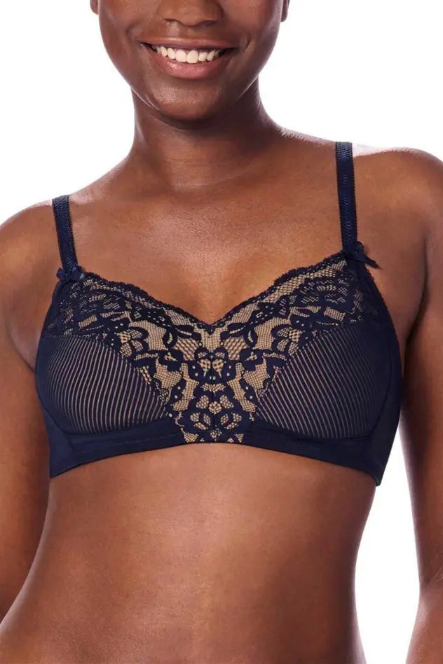Kyra Wire-Free Bra - dark blue/sand