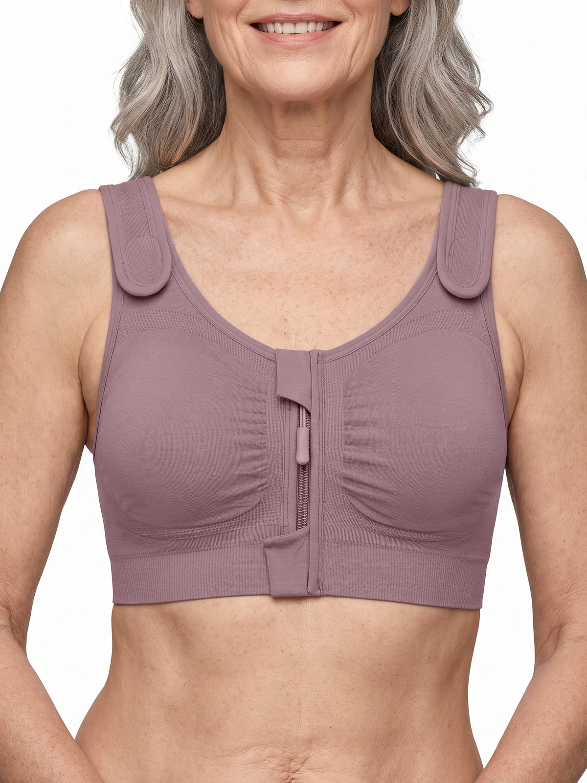Leyla Post Surgery Bra with Front Closure - dark mauve