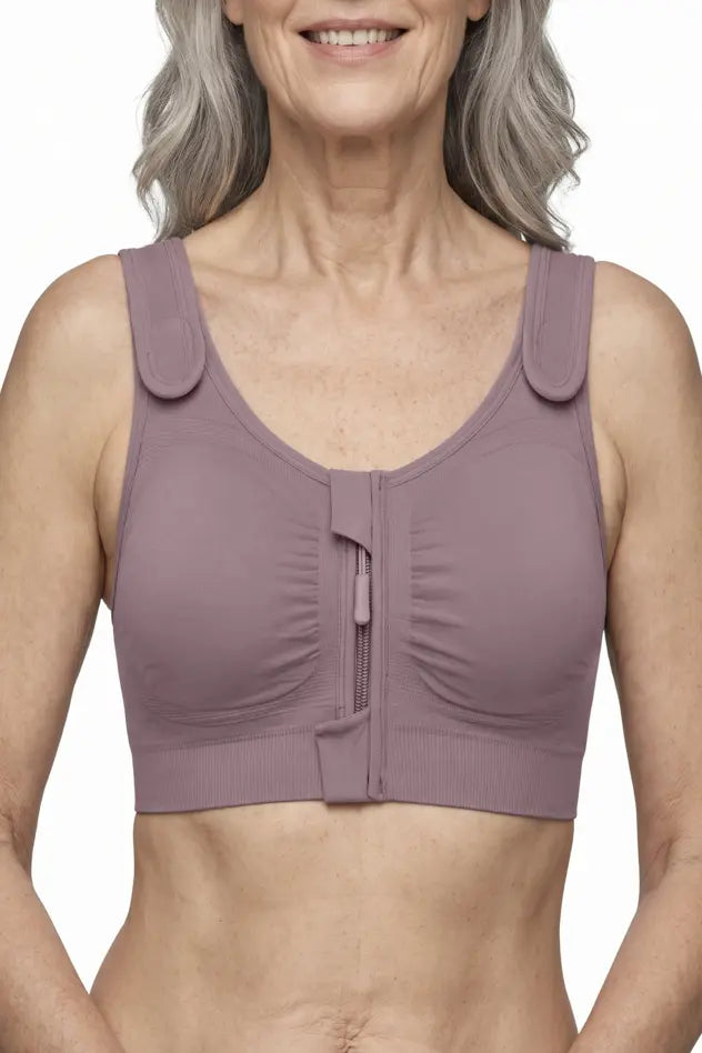 Leyla Post Surgery Bra with Front Closure - dark mauve