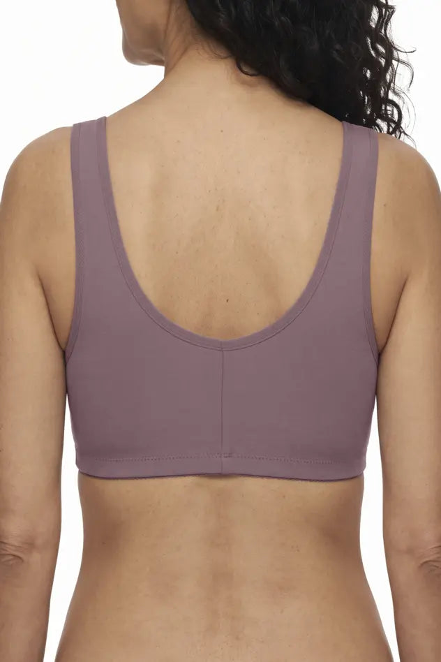 Frances Wire-Free Bra with Front Closure  - dark mauve