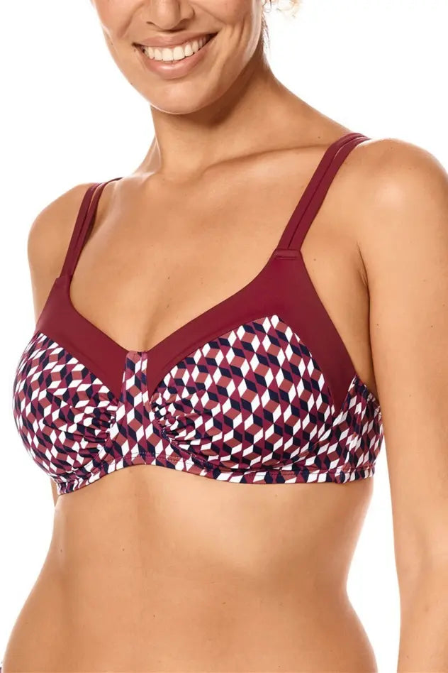 Apulia Soft Bikini Padded Top - burgundy/multi