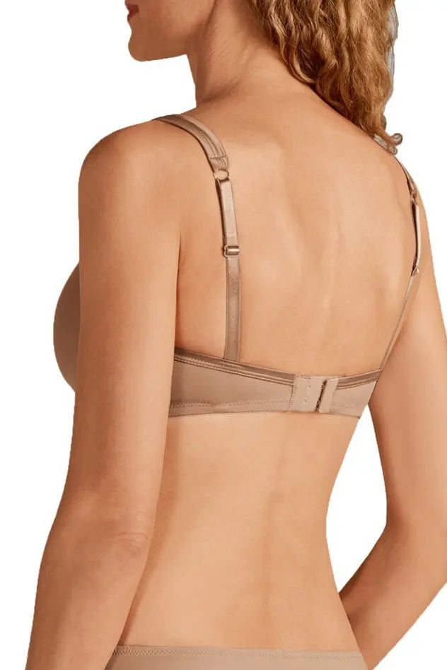 Lara Satin Padded Wire-Free Bra - sand